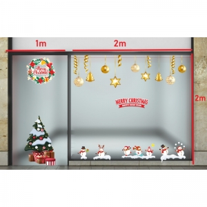 Decal dán tường Noel-Gia đình người tuyết đón noel 3