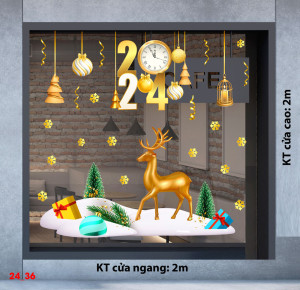 Decal dán tường Decal Noel - Tuần lôc trên tuyết trắng Decal dán tường Decal Noel - Tuần lôc trên tuyết trắng