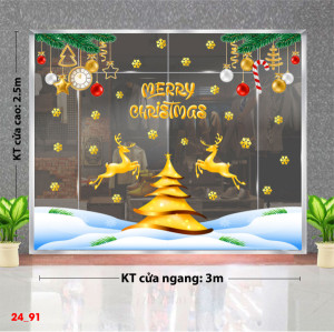 Decal dán tường Decal Noel-Tuần lộc vàng bay Decal dán tường Decal Noel-Tuần lộc vàng bay