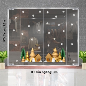 Decal dán tường Decal Noel-Làng thông và bông tuyết trắng Decal dán tường Decal Noel-Làng thông và bông tuyết trắng