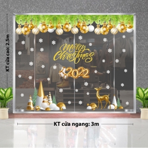 Decal dán tường Decal Noel-Nai vàng ngắm quả châu noel 2022 Decal dán tường Decal Noel-Nai vàng ngắm quả châu noel 2022