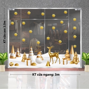Decal dán tường Decal Noel-Nai vàng ngắm tuyết rơi Decal dán tường Decal Noel-Nai vàng ngắm tuyết rơi
