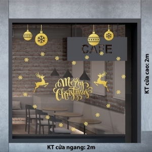 Decal dán tường Decal Noel-Nai vàng và quả châu Decal dán tường Decal Noel-Nai vàng và quả châu