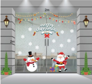 Decal dán tường Decal Noel-Người tuyết cùng ông già noel Decal dán tường Decal Noel-Người tuyết cùng ông già noel