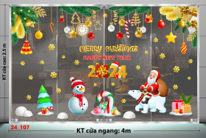 Decal dán tường Decal Noel- Ông già noel cưỡi gấu đi dạo Decal dán tường Decal Noel- Ông già noel cưỡi gấu đi dạo