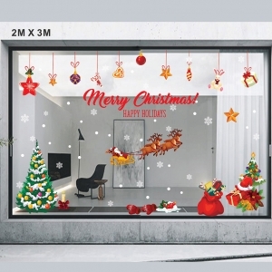 Decal dán tường Decal Noel-Ông già, cây thông, quà và dây treo giáng sinh Decal dán tường Decal Noel-Ông già, cây thông, quà và dây treo giáng sinh