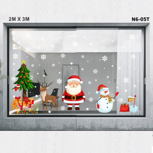Decal dán tường Noel-Ông già, cây thông và các bạn