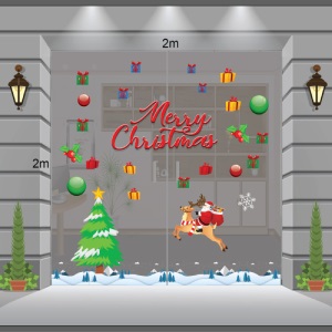 Decal dán tường Decal Noel-ông già cỡi tuần lộc phát quà Decal dán tường Decal Noel-ông già cỡi tuần lộc phát quà