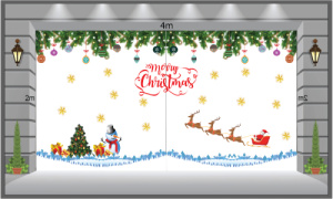 Decal dán tường Decal Noel-Ông già cỡi xe 3 con tuần lộc Decal dán tường Decal Noel-Ông già cỡi xe 3 con tuần lộc