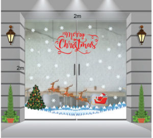 Decal dán tường Decal Noel-Ông già cỡi xe tuần lộc Decal dán tường Decal Noel-Ông già cỡi xe tuần lộc