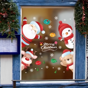 Decal dán tường Noel-Ông già cùng bạn thú đón giáng sinh