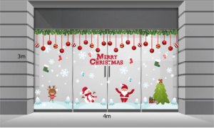 Decal dán tường Decal Noel-Ông già cùng bạn vui chơi dưới dây treo quả châu Decal dán tường Decal Noel-Ông già cùng bạn vui chơi dưới dây treo quả châu