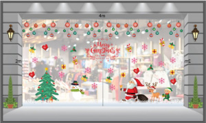 Decal dán tường Decal Noel-Ông già cùng chú bé dưới dây treo quả châu sắc màu Decal dán tường Decal Noel-Ông già cùng chú bé dưới dây treo quả châu sắc màu