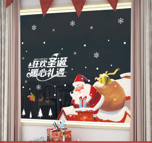 Decal dán tường Noel-Ông già noel và nhà tuyết