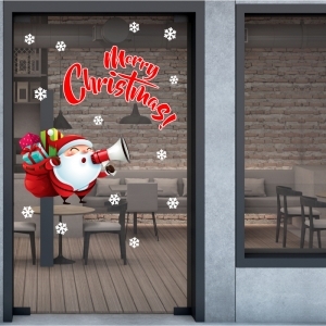 Decal dán tường Decal Noel-Ông già phát loa phát quà Decal dán tường Decal Noel-Ông già phát loa phát quà