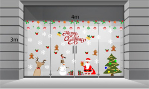 Decal dán tường Decal Noel-Ông già phát quà cho bạn tuyết Decal dán tường Decal Noel-Ông già phát quà cho bạn tuyết