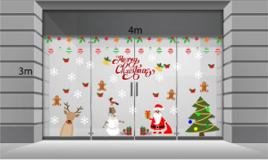 Decal dán tường Noel-Ông già phát quà cho bạn tuyết