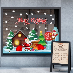 Decal dán tường Decal Noel-Ông già phát quà giáng sinh Decal dán tường Decal Noel-Ông già phát quà giáng sinh