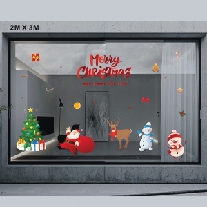 Decal dán tường Decal Noel-Ông già tung tăng cùng bạn Decal dán tường Decal Noel-Ông già tung tăng cùng bạn