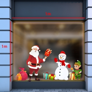Decal dán tường Noel-Ông già và bạn tuyết phát quà