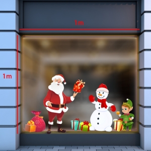 Decal dán tường Decal Noel-Ông già và bạn tuyết phát quà Decal dán tường Decal Noel-Ông già và bạn tuyết phát quà