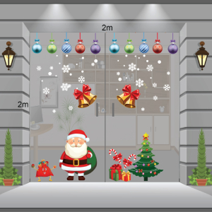 Decal dán tường Decal Noel-Ông già và dây treo Decal dán tường Decal Noel-Ông già và dây treo
