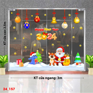 Decal dán tường Noel-Ông già và khủng long 3m 