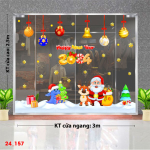 Decal dán tường Decal Noel-Ông già và khủng long 3m Decal dán tường Decal Noel-Ông già và khủng long 3m