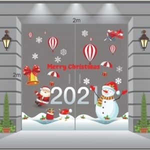 Decal dán tường Decal noel-Ông già và máy bay Decal dán tường Decal noel-Ông già và máy bay