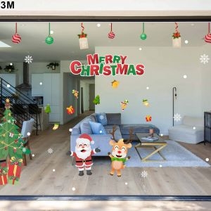 Decal dán tường Noel-Ông già và tuần lộc