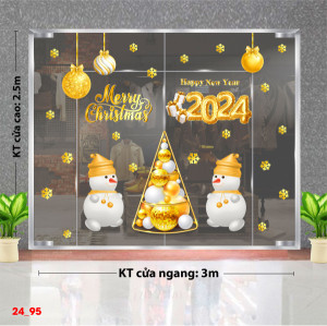 Decal dán tường Decal Noel- Đôi người tuyết trắng bên cây thông Decal dán tường Decal Noel- Đôi người tuyết trắng bên cây thông