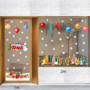 Decal dán tường Noel-Rừng thông sắc màu và dây treo trang trí