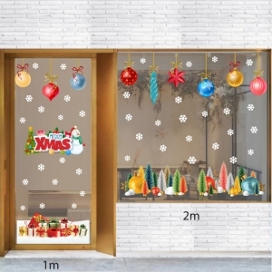 Decal dán tường Decal Noel-Rừng thông sắc màu và dây treo trang trí Decal dán tường Decal Noel-Rừng thông sắc màu và dây treo trang trí
