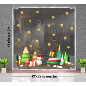 Decal dán tường Noel-Tuyết vàng và cây thông 2