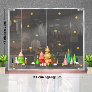 Decal dán tường Decal Noel-Tuyết vàng và cây thông 3 Decal dán tường Decal Noel-Tuyết vàng và cây thông 3