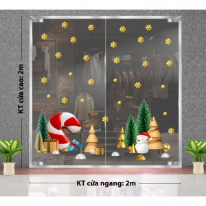 Decal dán tường Decal Noel-Tuyết vàng và cây thông 1 Decal dán tường Decal Noel-Tuyết vàng và cây thông 1