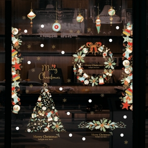 Decal dán tường Decal Noel-Vòng Nguyệt quế và cây thông (H) Decal dán tường Decal Noel-Vòng Nguyệt quế và cây thông (H)