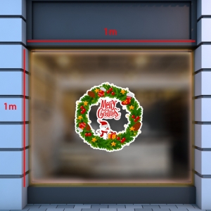 Decal dán tường Decal Noel-Vòng tròn hoa giáng sinh Decal dán tường Decal Noel-Vòng tròn hoa giáng sinh