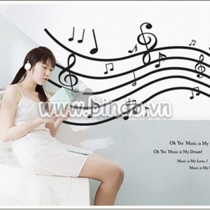Decal dán tường Nốt nhạc đen Decal dán tường Nốt nhạc đen