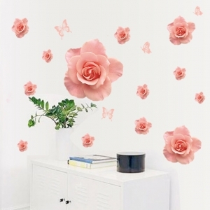 Decal dán tường Decal hoa hồng nhiều bông hồng to nhỏ xen kẽ