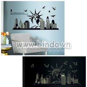 Decal dán tường Decal nữ thần tự do dạ quang dán tường, phòng khách, quán đẹp