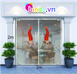Decal dán tường Trang trí tết Pháo xuân