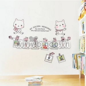 Decal dán tường Decal Photo mèo kitty decal dán tường, 1,12 x 0,94 (m) (dài x rộng), dán phòng bé
