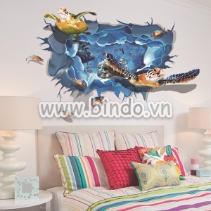 Decal dán tường Rùa biển 3D