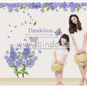 Decal dán tường Decal hoa lavender tím có sẵn keo chi tiết rời khổ lớn 1,8 x 1,0 (m) (dài x rộng)