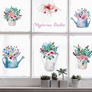 Decal dán tường Sáu chậu hoa hồng