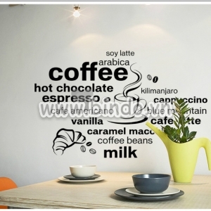 Decal dán tường Decal dán tách cà phê 3, có sẵn keo dán 2 mặt, trang trí quán cafe, ở TPHCM 1,2 x 0,75 (m) (dài x rộng)