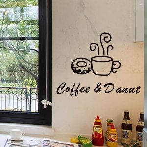 Decal dán tường Decal dán tường tách cà phê 6, có sẵn keo, trang trí quán cafe, mới nhất TPHCM
