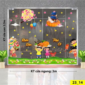 Decal dán tường Tết trung thu - Các bé vui múa lân Decal dán tường Tết trung thu - Các bé vui múa lân