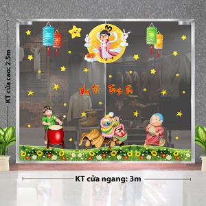 Decal dán tường Tết trung thu - Chị Hằng ngắm múa lân Decal dán tường Tết trung thu - Chị Hằng ngắm múa lân